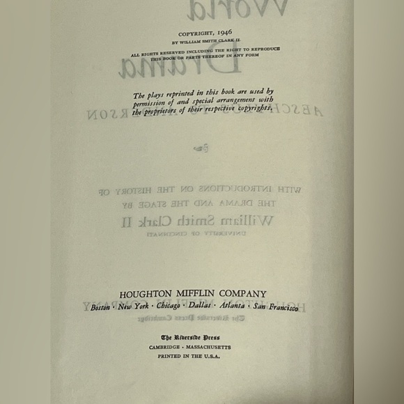 Chief Patterns Of World Drama Aeschylus To Anderson 1946 HC 1st Edition - Picture 7 of 9